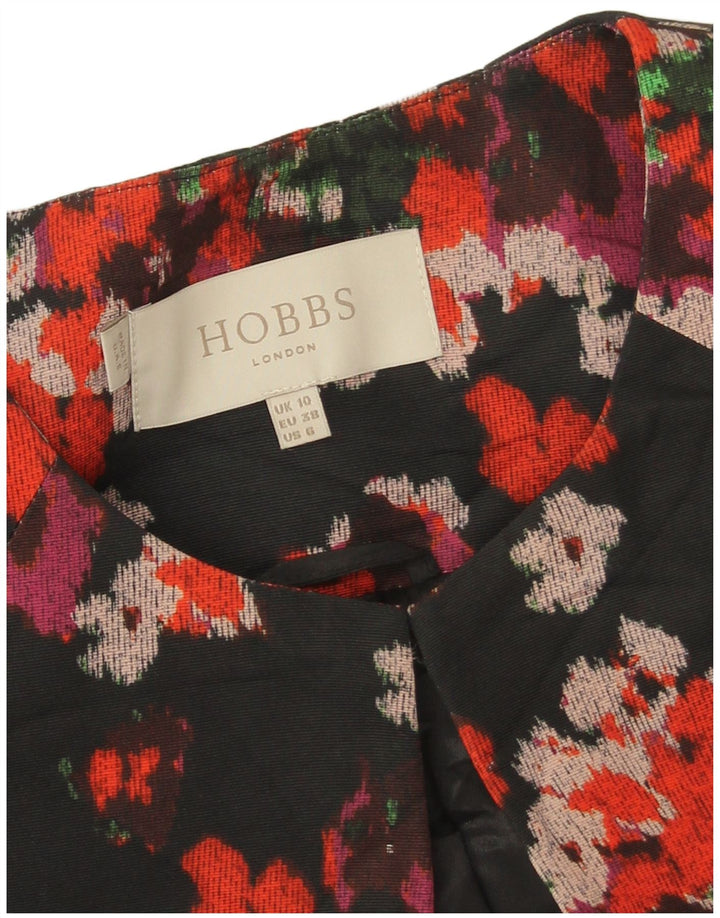 Hobbs Damen Übergroßer Mantel UK 10 Small Schwarz geblümtes Polyester