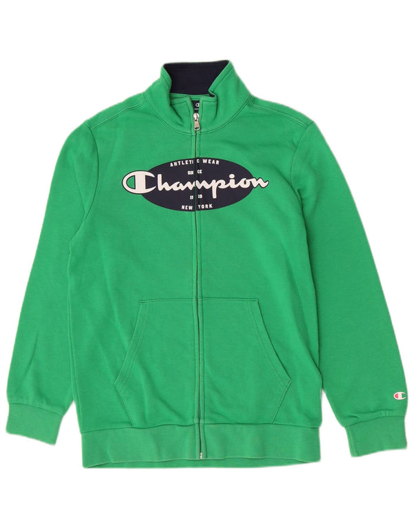 Champion Jungen-Trainingsanzug-Oberteil mit Grafik, 11–12 Jahre, Größe L, Grün, Sport