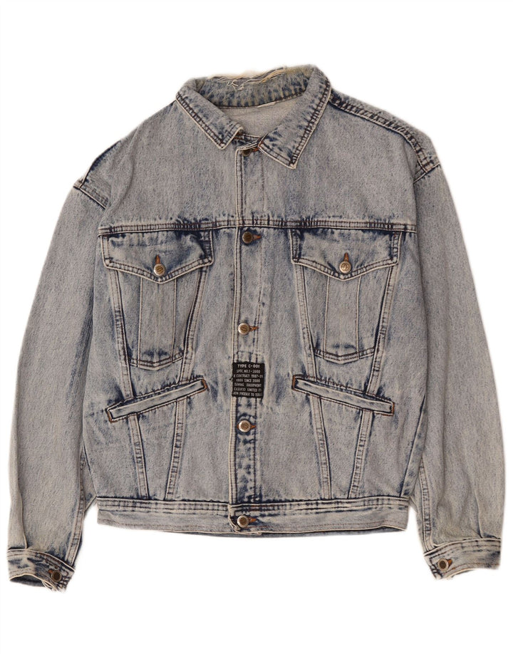 Vintage Herren Jeansjacke UK 38 Mittelblaue Baumwolle