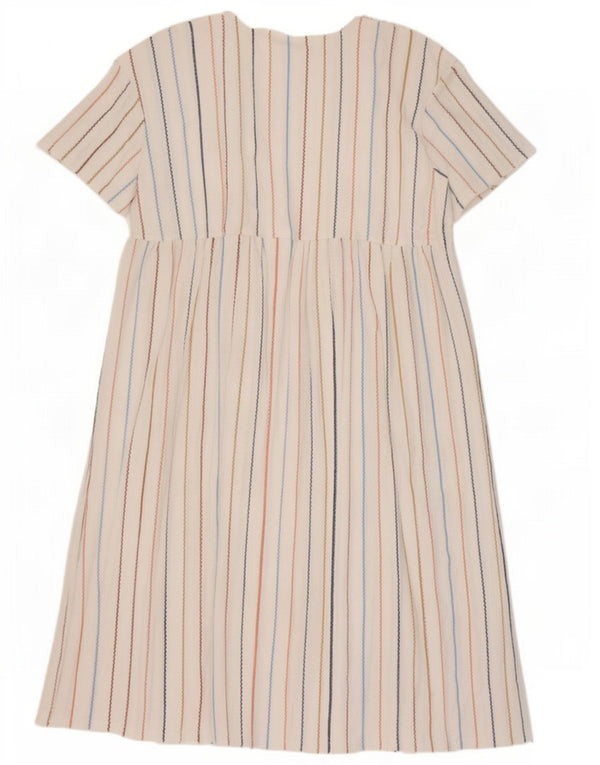 Zara Damen-A-Linien-Kleid, Größe 46, groß, weiß gestreift, Polyester