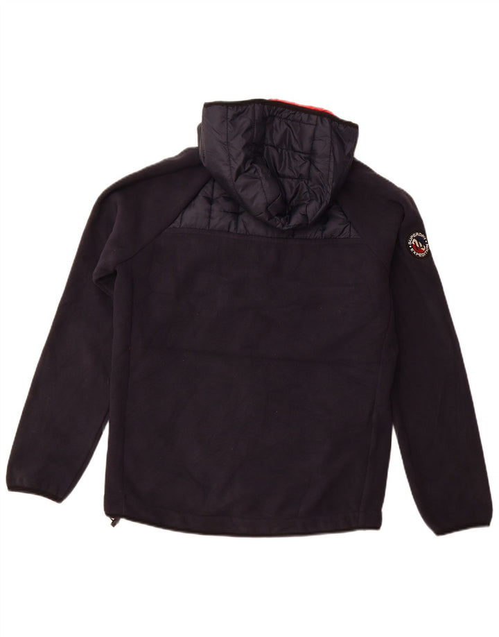 SUPERDRY Herren-Bomberjacke mit Kapuze, UK 38, mittleres Marineblau, Farbblock