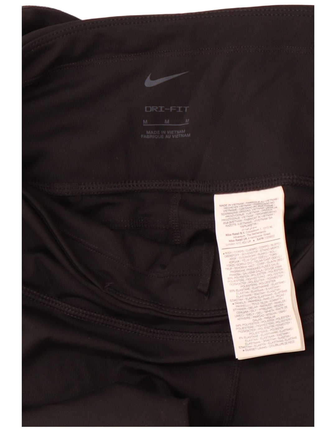 NIKE Womens Dri Fit Crop Leggings UK 12 Mittelschwarzes Polyester