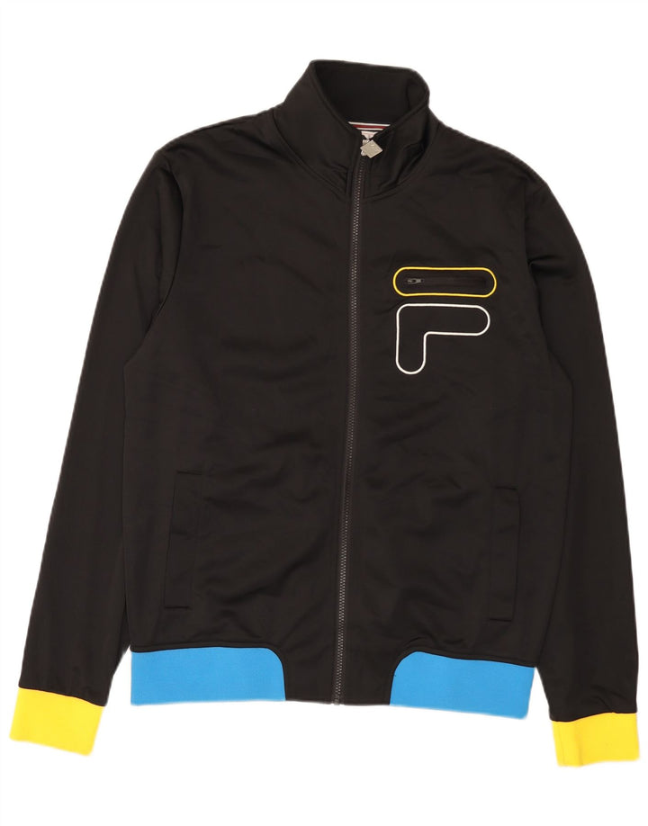 Fila Herren-Trainingsanzugoberteil mit Grafik, Mittelschwarzes Farbblock-Polyester