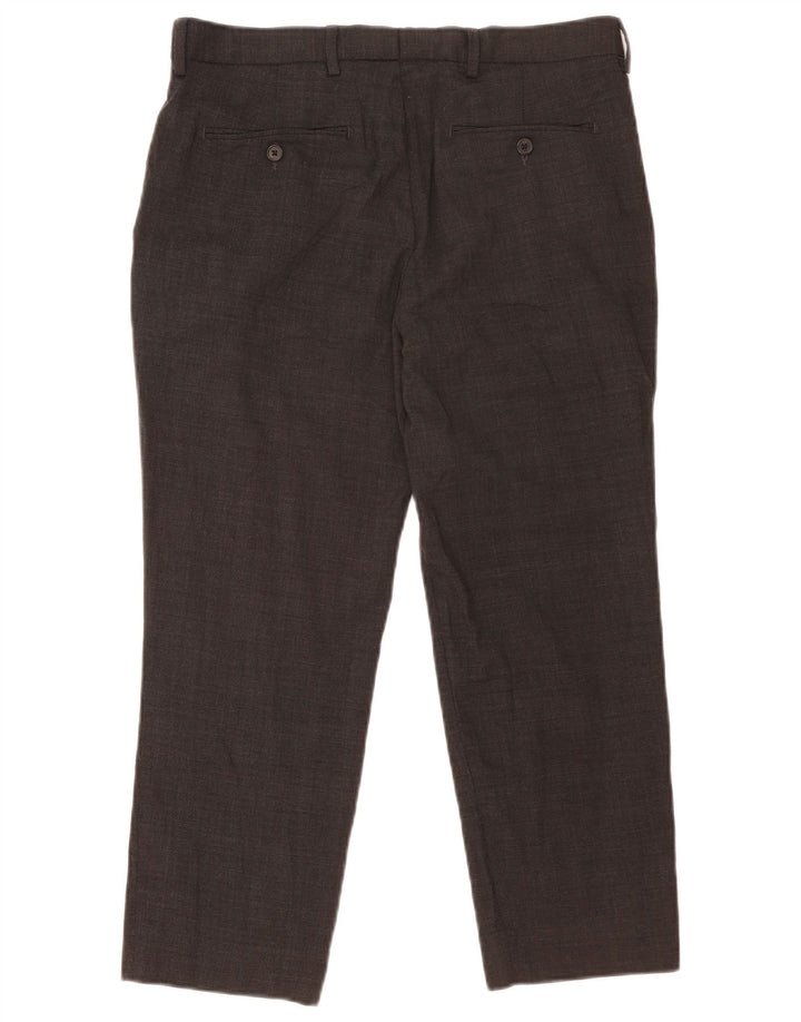 Marks & Spencer Herren-Anzughose, kurz geschnitten, gerade, W34, L25, graue Wolle