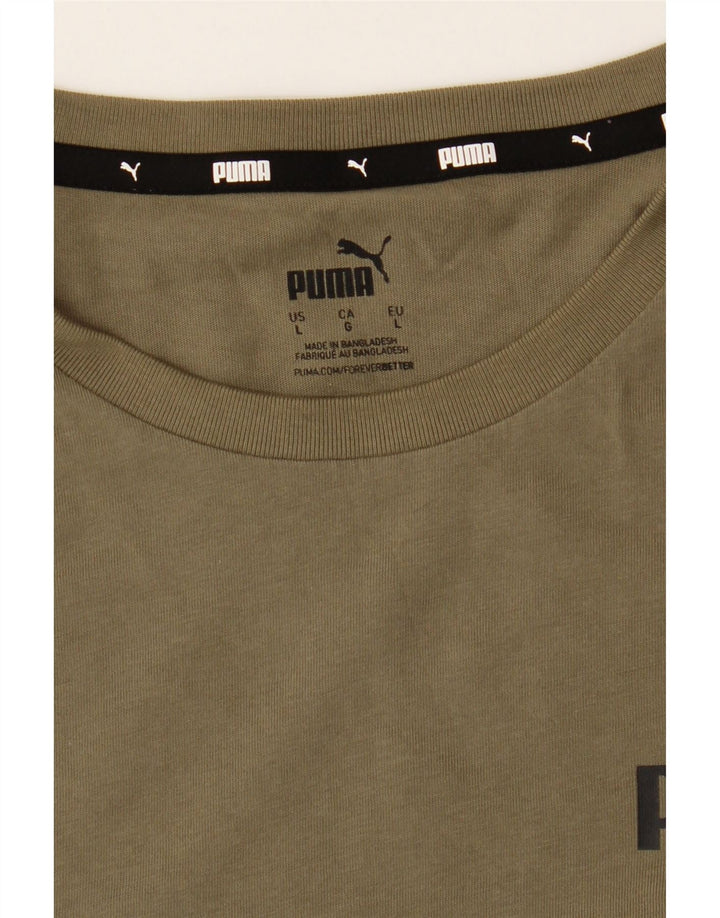 PUMA Mens T-Shirt Top Large Khaki Vintage Puma and Second-Hand Puma from Messina Hembry 