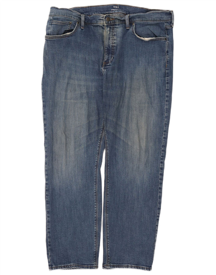 Marks & Spencer Herren Straight Jeans W40 L29 Blaue Baumwolle