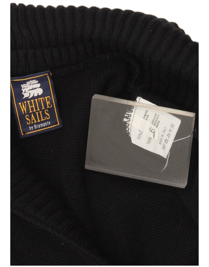 White Sails Herren-Strickjacke in Übergröße, US 6, mittlere marineblaue Wolle