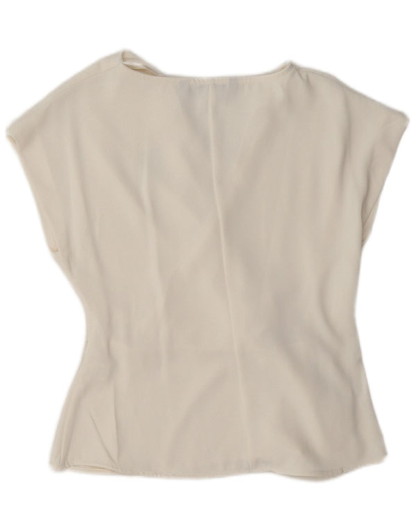 Zara Damen Bluse Top UK 10 Small Weiß Polyester