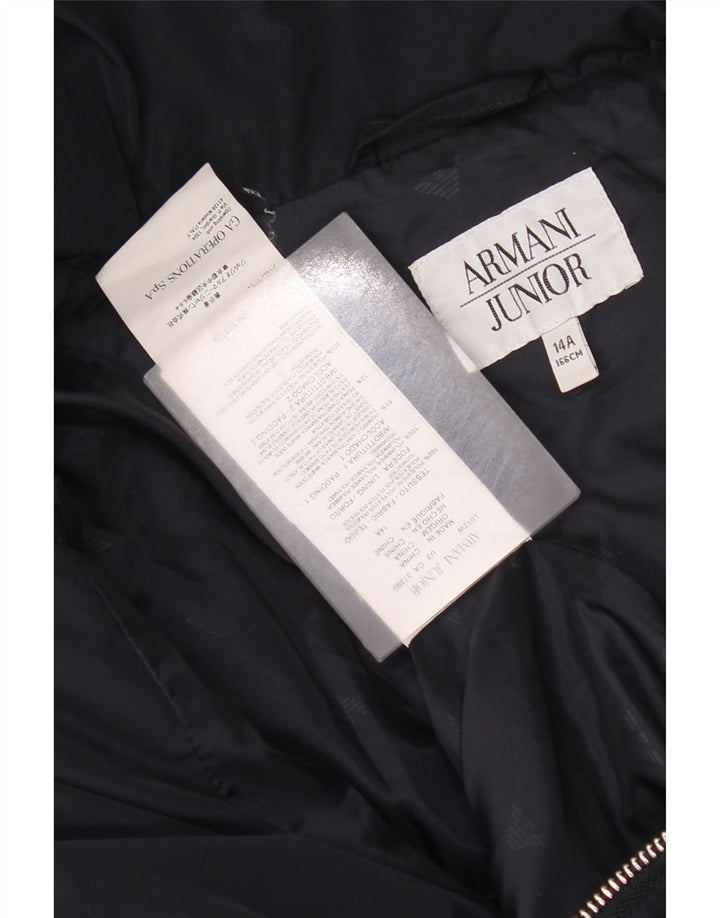 Armani Junior Mädchen-Kapuzenmantel, gepolstert, 13–14 Jahre, marineblaues Polyester