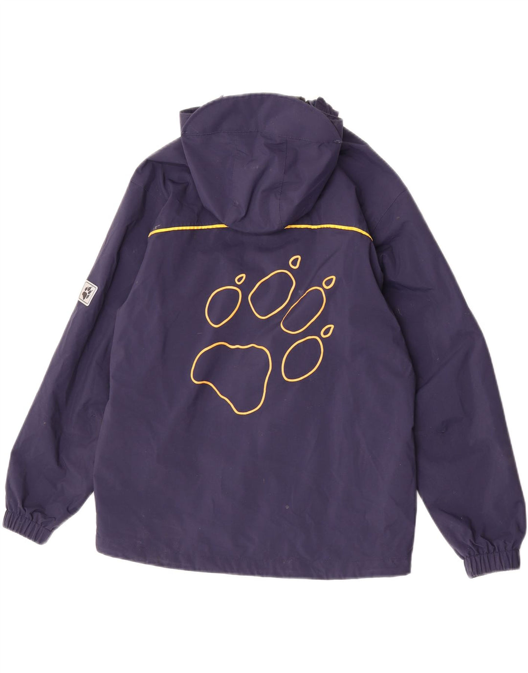 Jack Wolfskin Jungen Regenjacke mit grafischer Kapuze, 12–13 Jahre, Marineblau