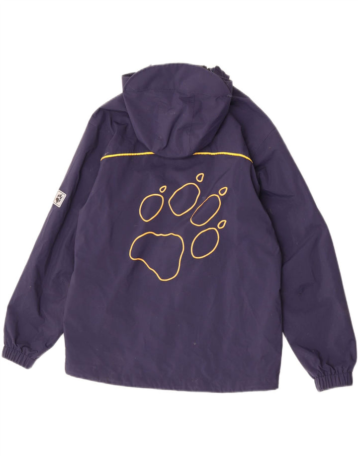 Jack Wolfskin Jungen Regenjacke mit grafischer Kapuze, 12–13 Jahre, Marineblau