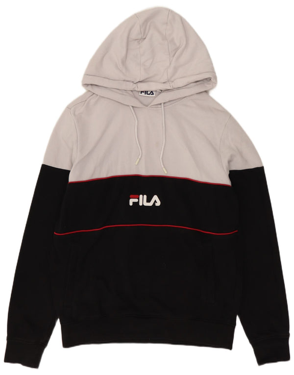 Fila Mens Loose Fit Hoodie Jumper XS White Colourblock Cotton