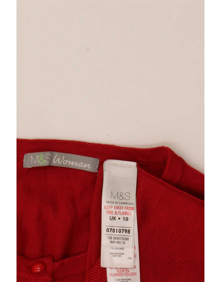 Marks & Spencer Damen Strickjacke UK 18 XL Rote Viskose