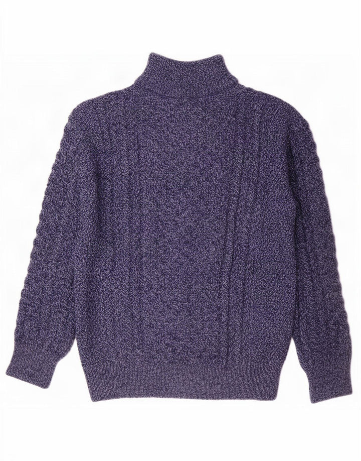 Original Aran CO. Herren-Pullover mit Reißverschluss am Hals, groß, Marineblau meliert