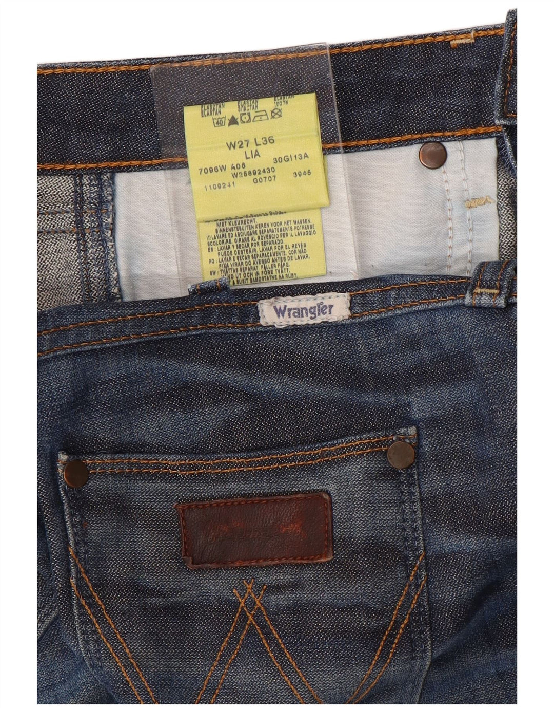 WRANGLER Damen Lia Straight Jeans W27 L36 Blaue Baumwolle