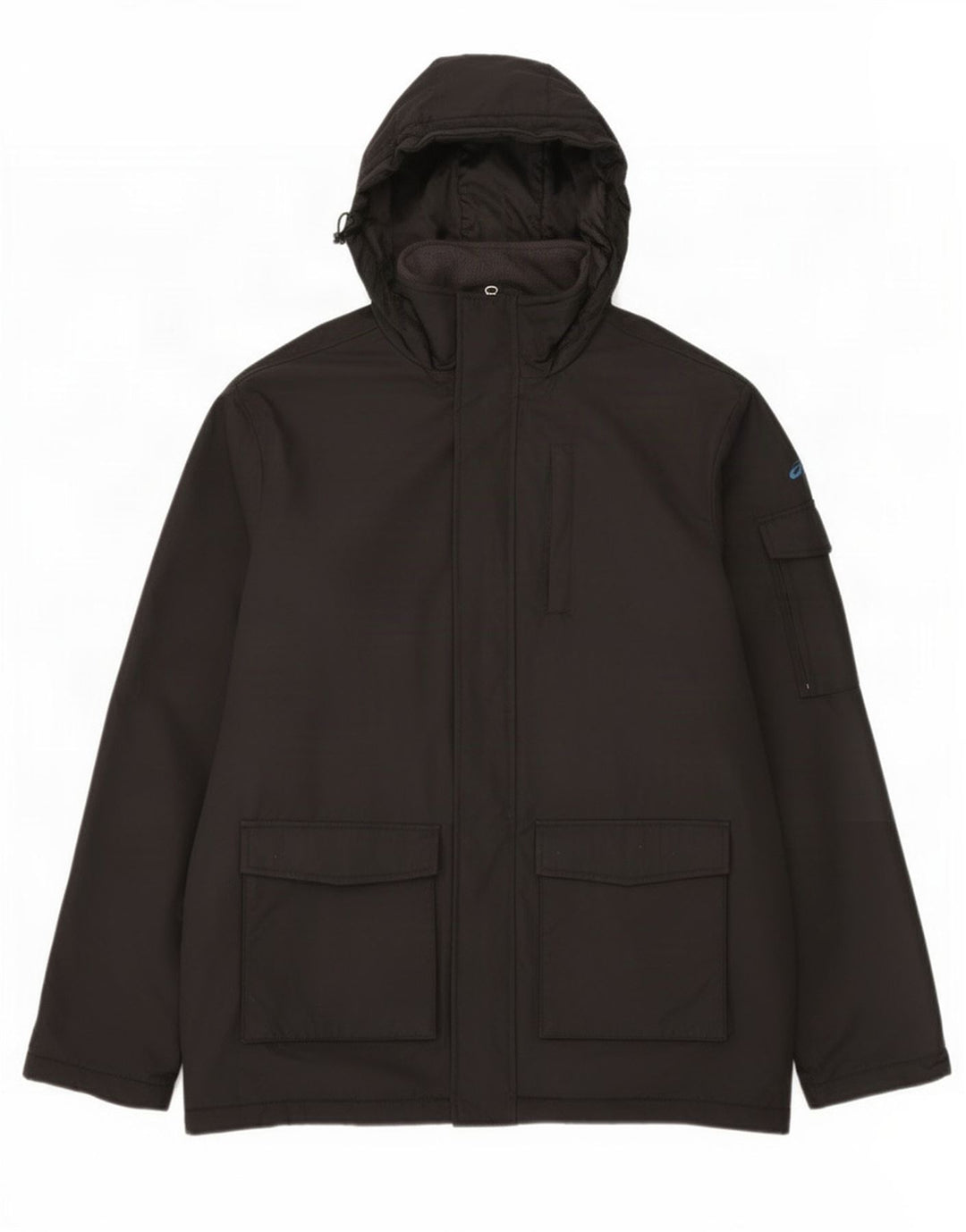 Asics Herren-Windbreakerjacke mit Kapuze, Gr. 40, großes schwarzes Nylon