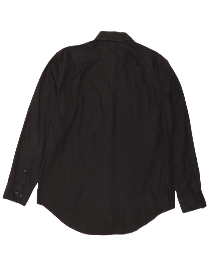 Calvin Klein Herren NON - IRON Hemd Größe 16 1/2 Large Schwarzer Nadelstreifen