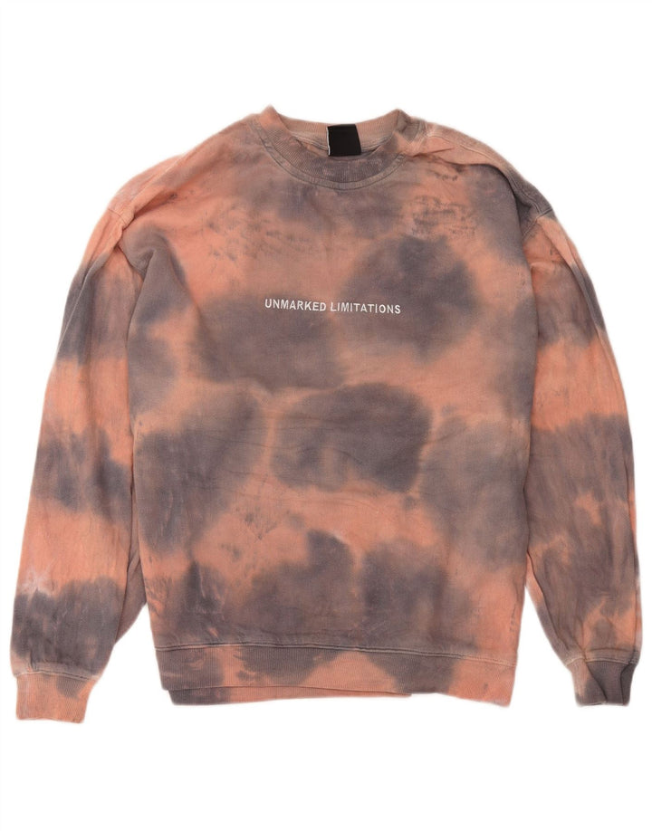 Zara Herren-Sweatshirt mit grafischer lockerer Passform, klein, mehrfarbig, Batikfärbung