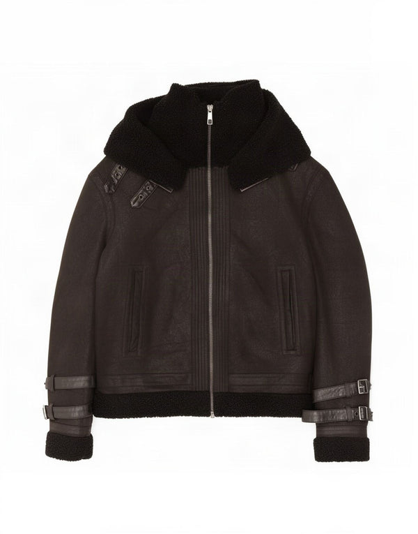 Zara Herren Sherpa Jacke UK 42 XL Schwarz Polyester