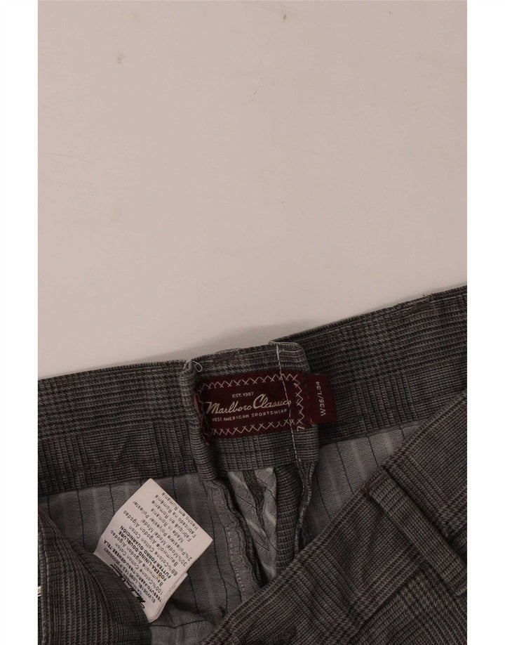 Marlboro Classics Herren-Chinohose mit Pegged, W36 L34, grau karierte Baumwolle