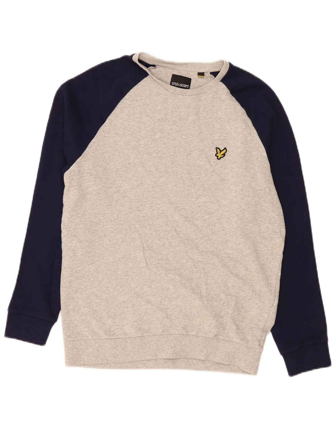 Lyle & Scott Herren-Sweatshirt-Pullover aus mittelgrauer Colourblock-Baumwolle