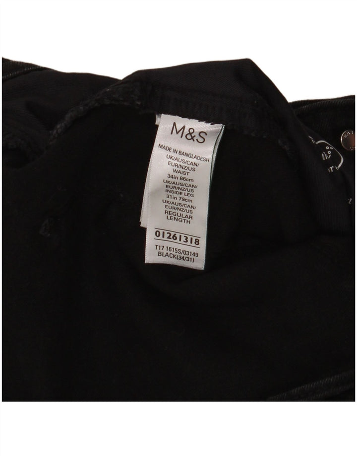 Marks & Spencer Herren Slim Jeans W34 L31 Schwarze Baumwolle