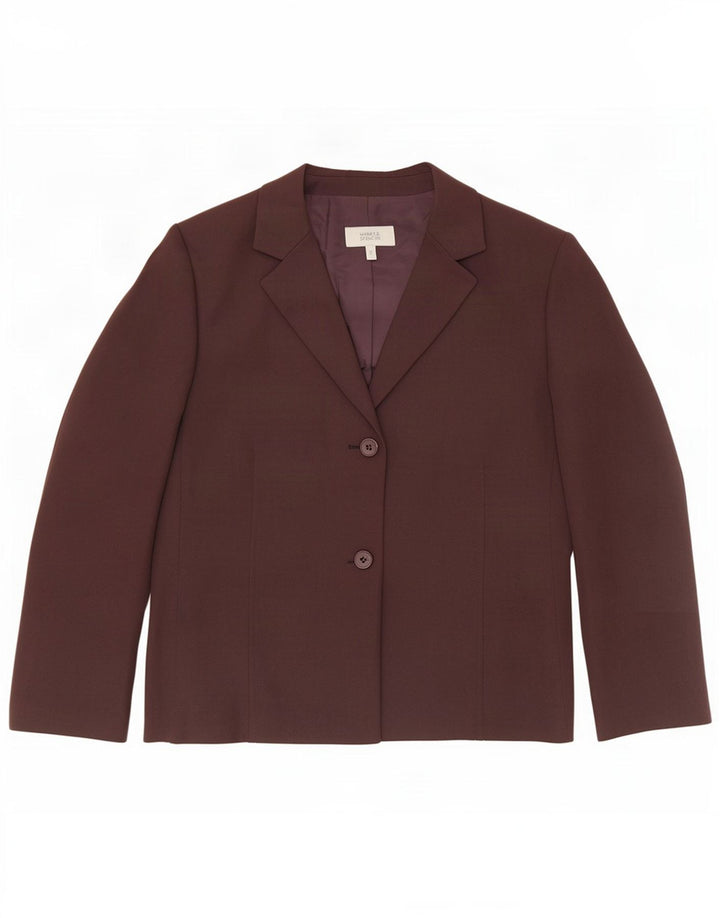 Marks & Spencer Damen-Blazerjacke mit 2 Knöpfen, Gr. 16, Braun, Polyester