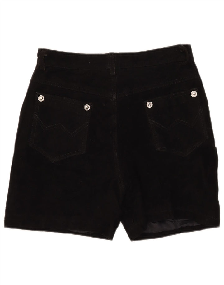 Vintage Damen Wildleder Casual Shorts W30 Mittelschwarzes Leder