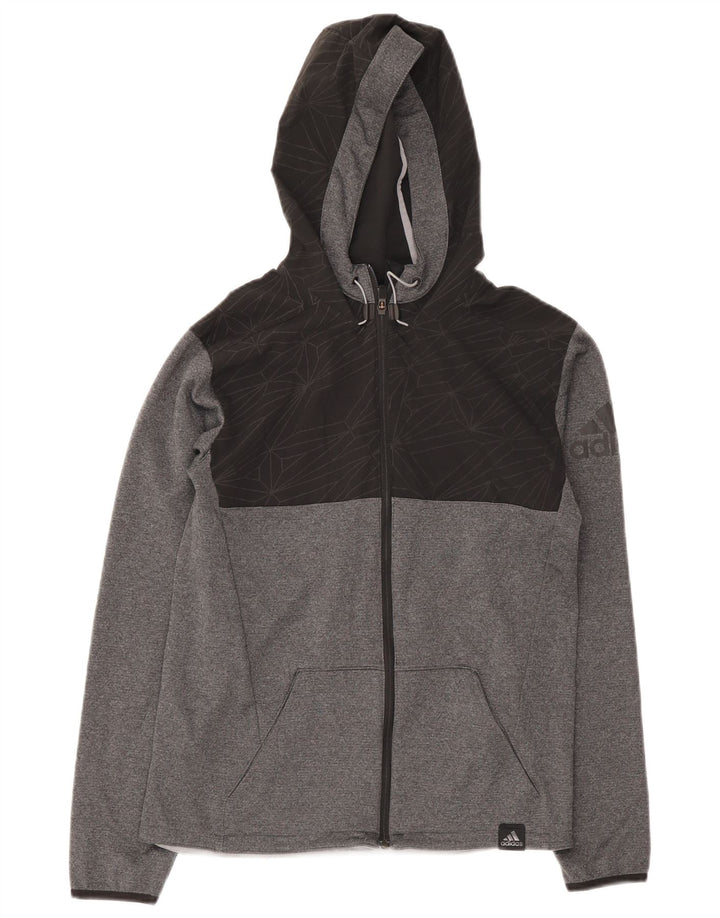 Adidas Herren-Trainingsanzug mit Kapuze und grafischem Oberteil, Größe S, Grau, Farbblock
