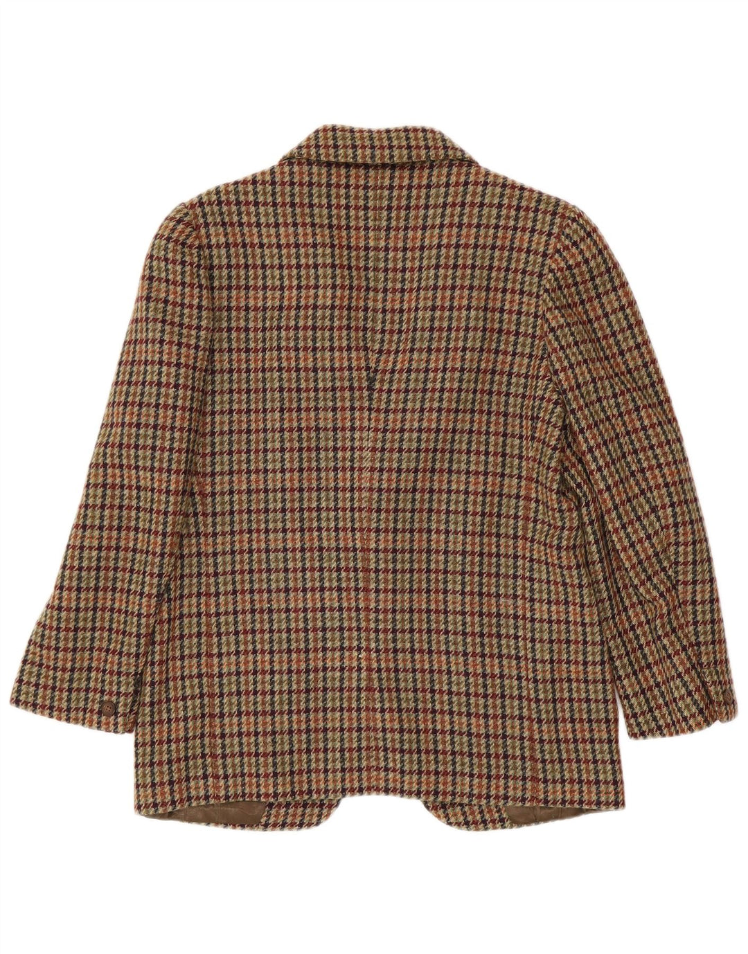 Vintage Damen 1 Knopf Blazer Jacke IT 42 Mittelbraune Hahnentrittwolle