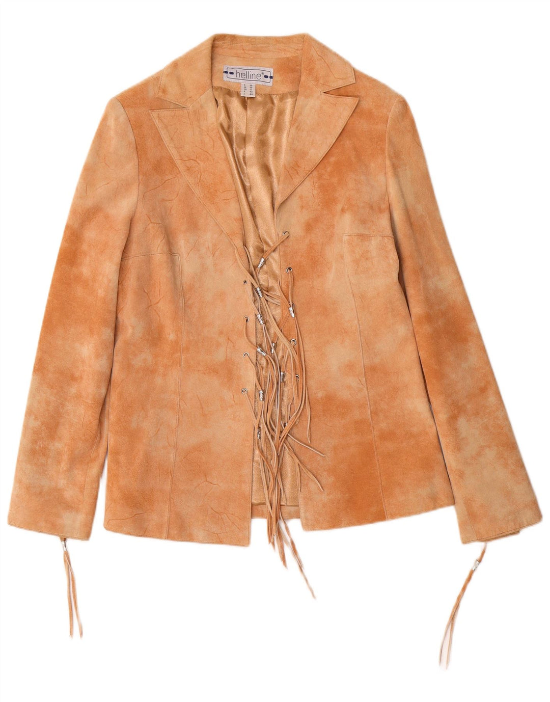 HELLINE Damen Wildlederjacke UK 12 Medium Beige Tie Dye Leder