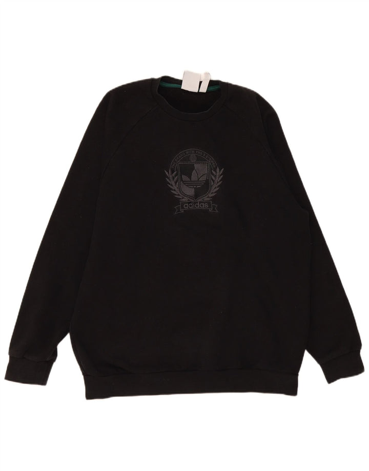 Adidas Herren Grafik-Sweatshirt-Pullover, groß, schwarze Baumwolle