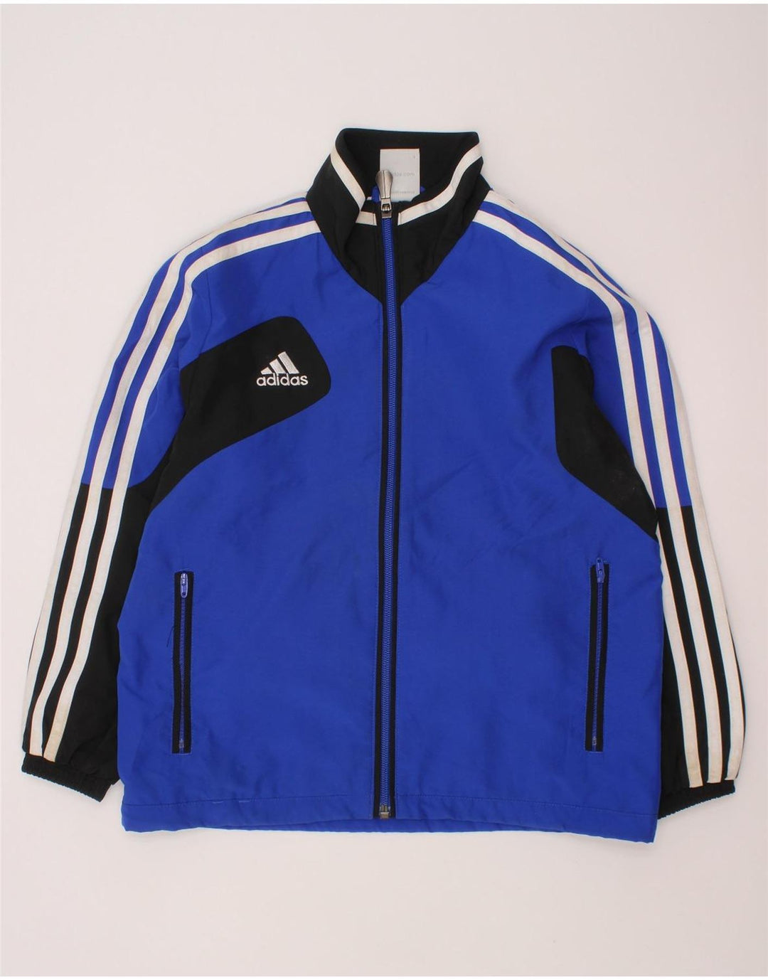 ADIDAS Jungen-Trainingsanzug-Top-Jacke, 7–8 Jahre, blaues Farbblock-Polyester
