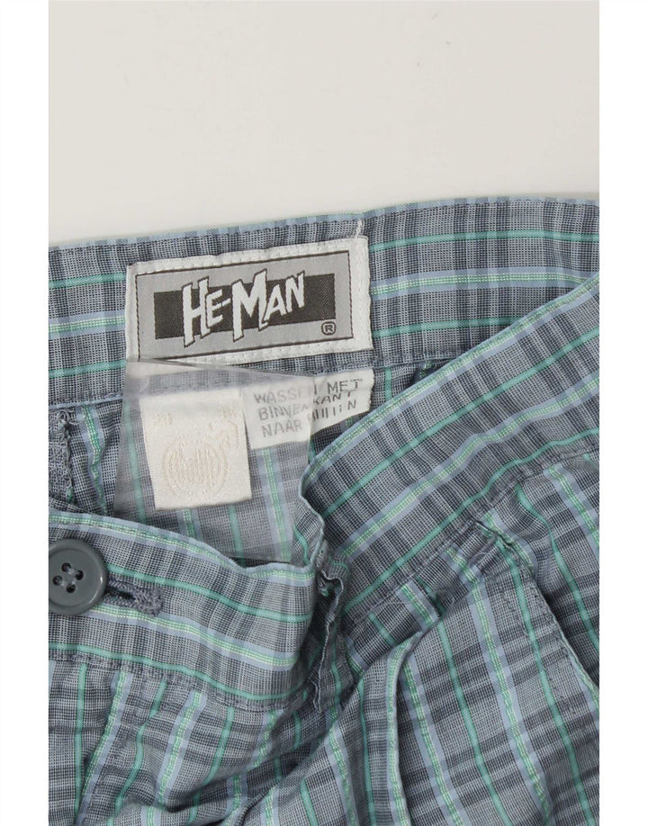 Vintage Herren-Chinohose mit Pegged, W29, L31, blau kariertes Polyester