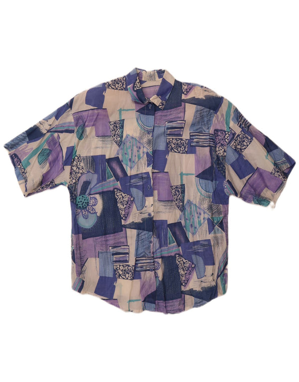 Vintage Damen Kurzarmshirt UK 18 XL Mehrfarbiges Patchwork