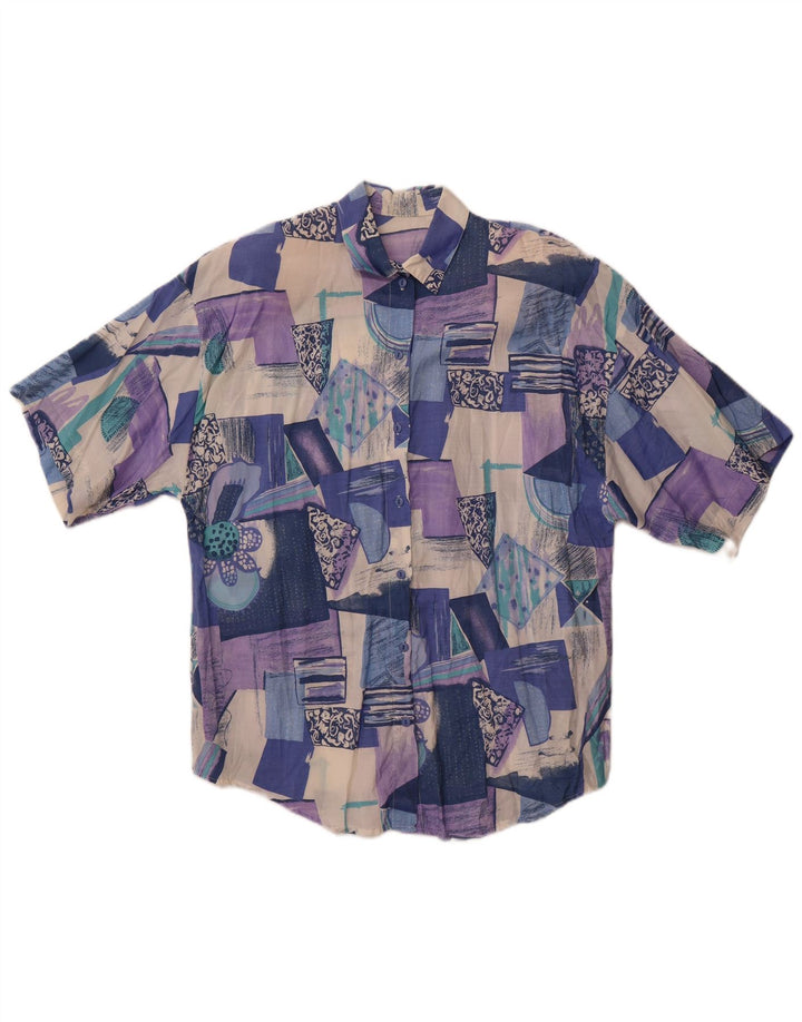 Vintage Damen Kurzarmshirt UK 18 XL Mehrfarbiges Patchwork