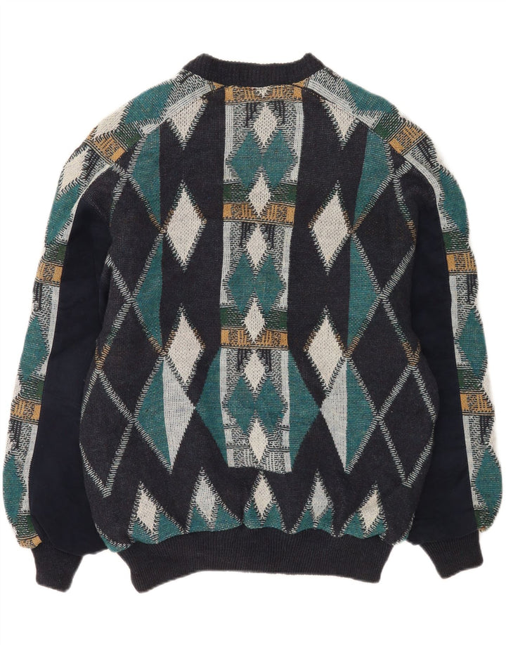 Luciano Chiari Herren Bomberjacke UK 40 Large Marineblau Argyle/Diamant