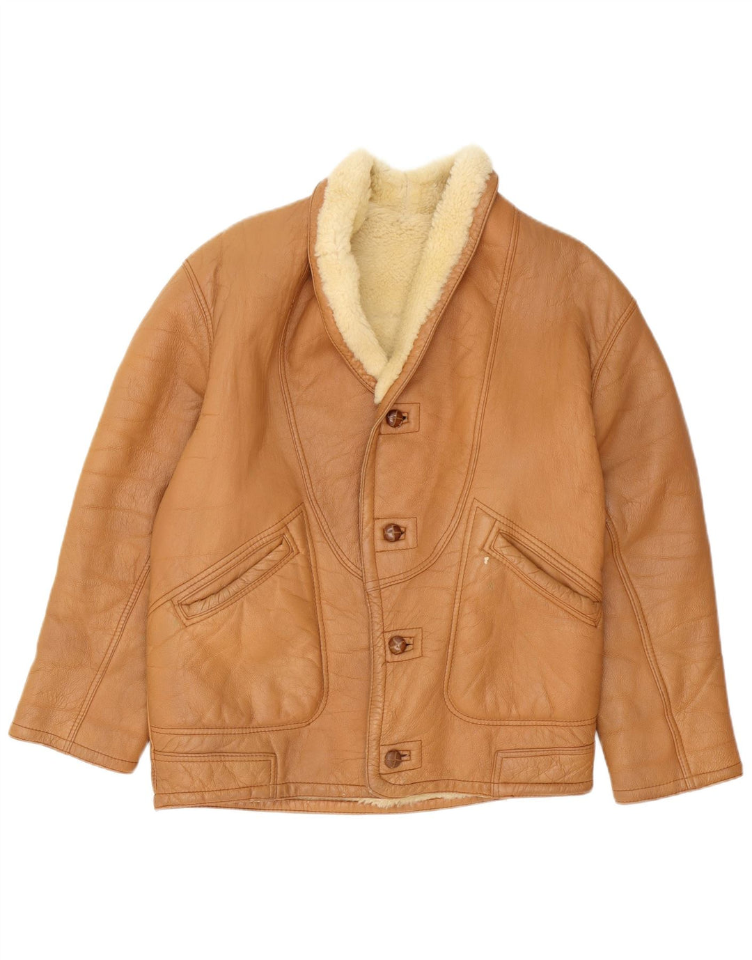 Vintage Herren Shearling Jacke UK 40 Large Braun