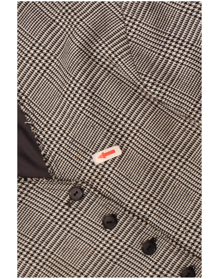 Vintage Damen Weste UK 16 Large Grey Houndstooth