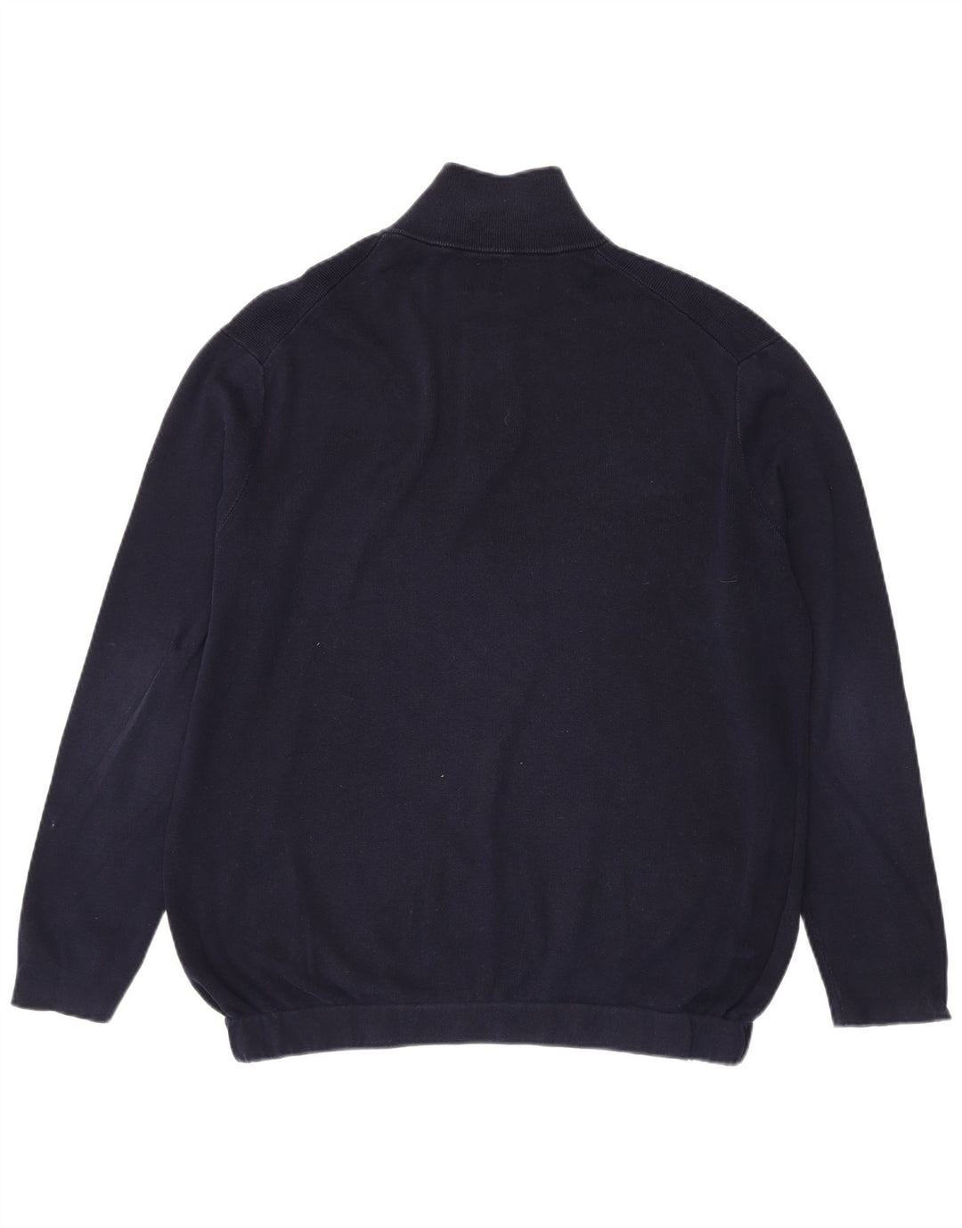 Zara Herren-Pullover mit Reißverschluss am Hals, groß, marineblaue Baumwolle
