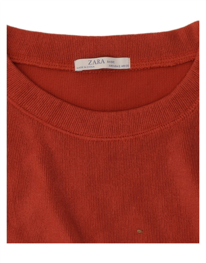 Zara Damen-Bluse, übergroß, bauchfrei, langärmlig, Gr. 10, Größe S, Orange