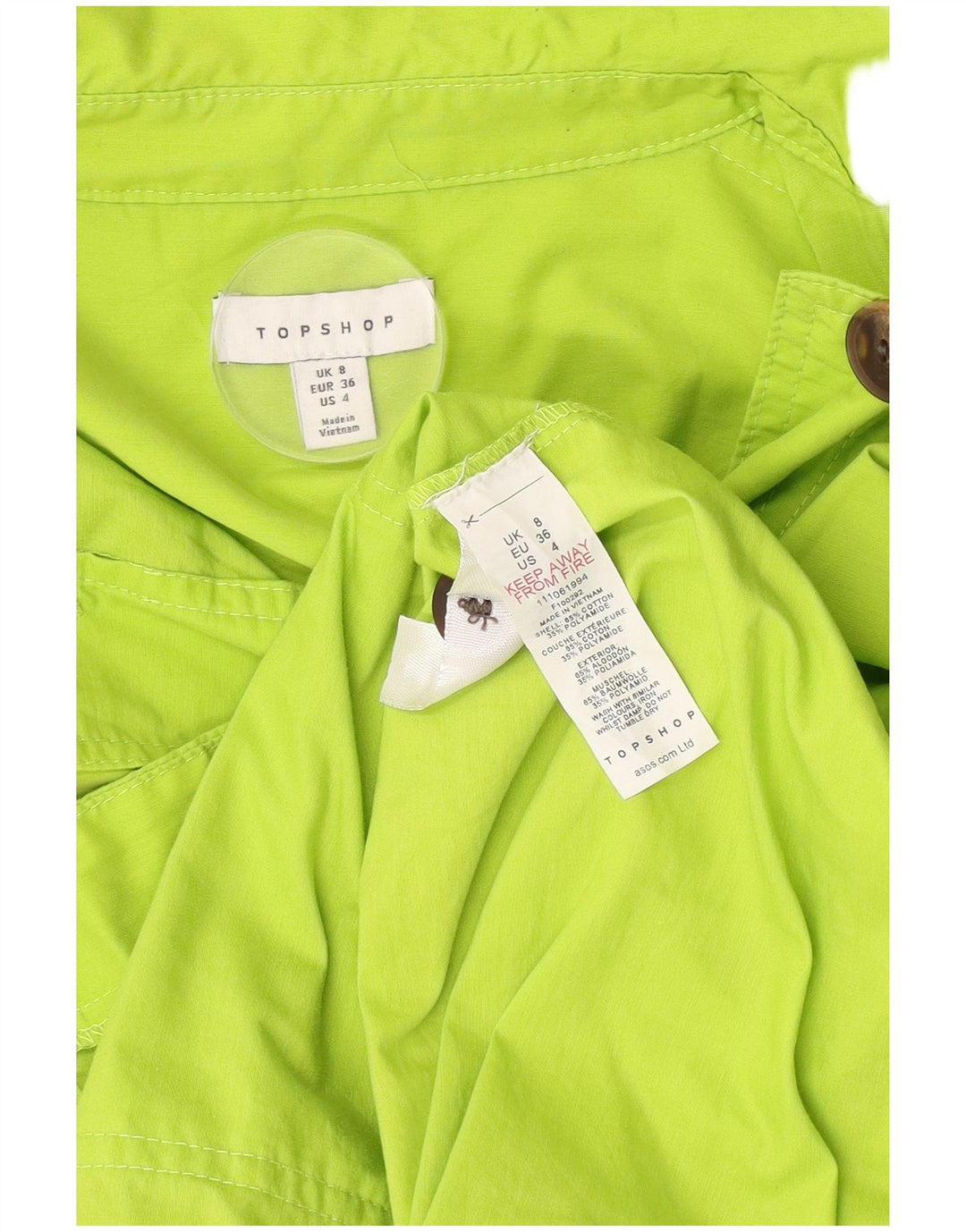 Übergroße Utility-Jacke für Damen von Topshop, Größe S, Größe S, Grün, Baumwolle