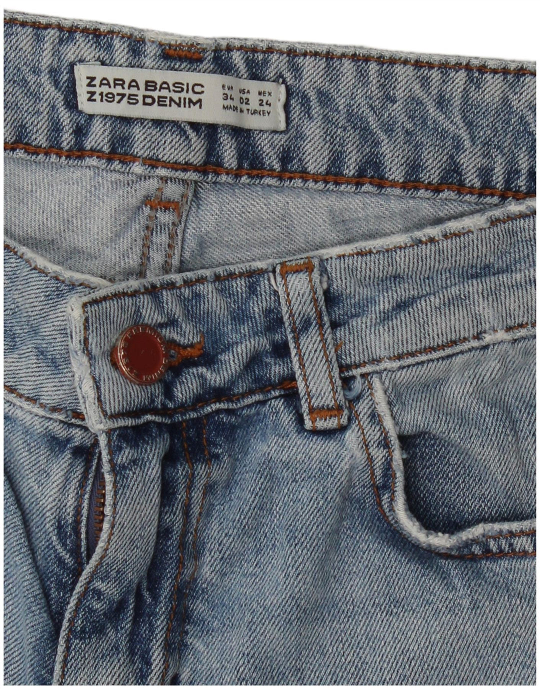 ZARA Damen Tapered Jeans EU 34 2XS W24 L26 Blau geblümt