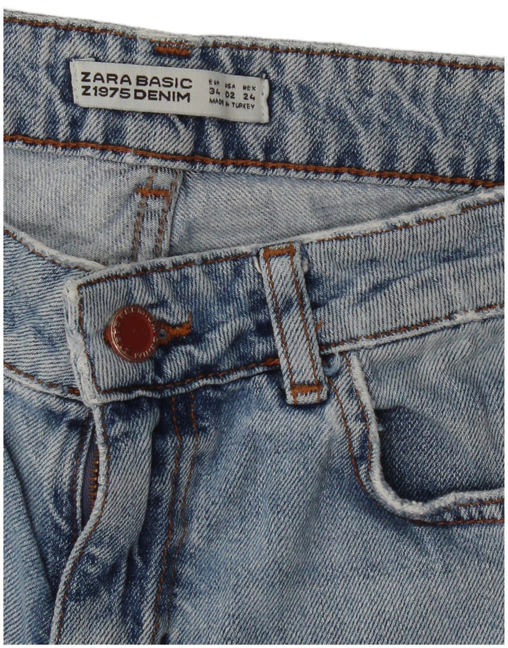 ZARA Damen Tapered Jeans EU 34 2XS W24 L26 Blau geblümt