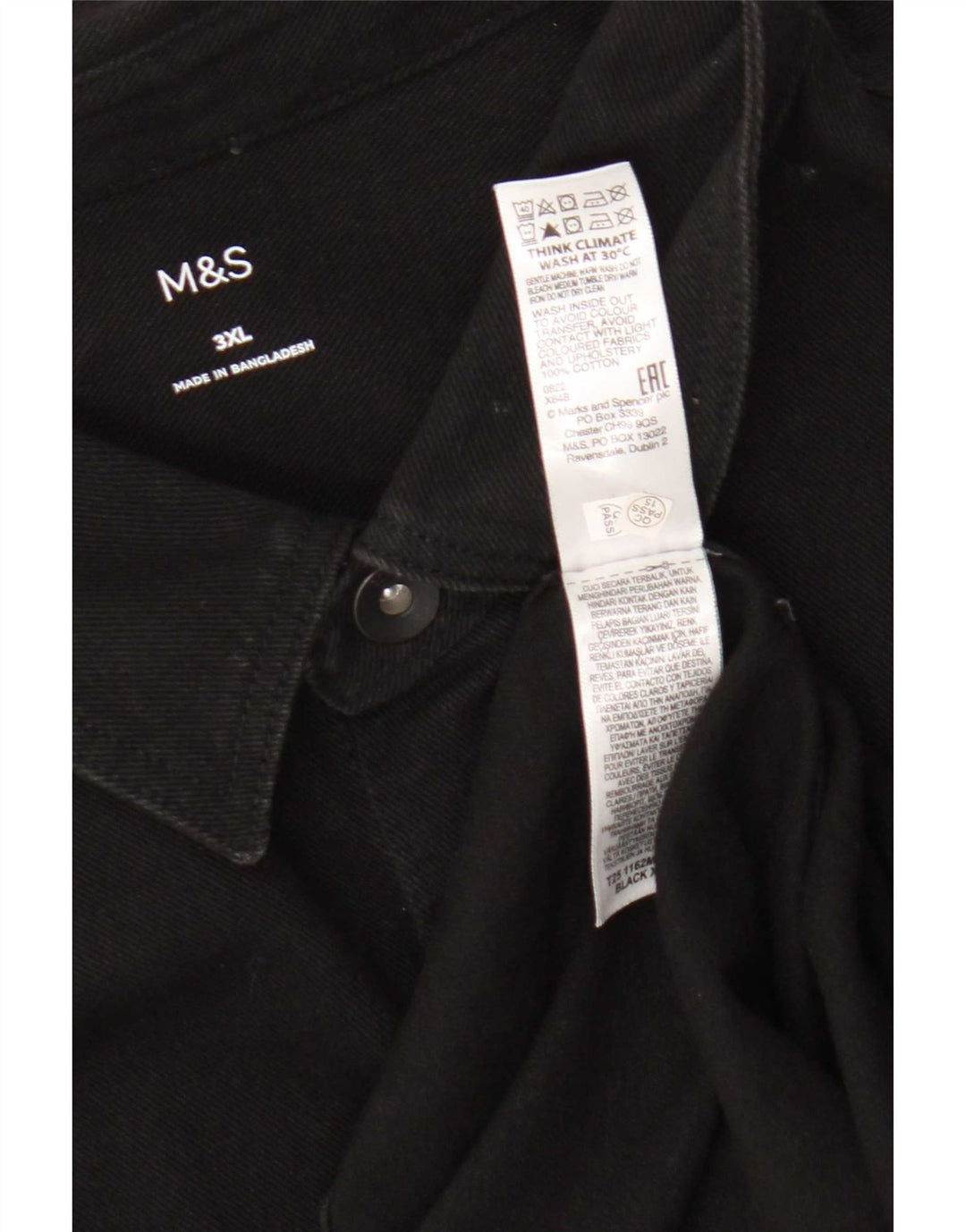 Marks & Spencer Herren Jeanshemd 3XL Schwarz Baumwolle