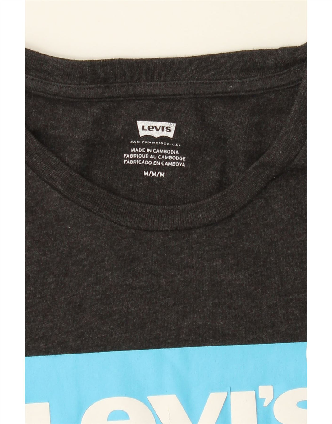 LEVI'S Mens Graphic T-Shirt Top Medium Grey Cotton Classic Vintage Levi's and Second-Hand Levi's from Messina Hembry 