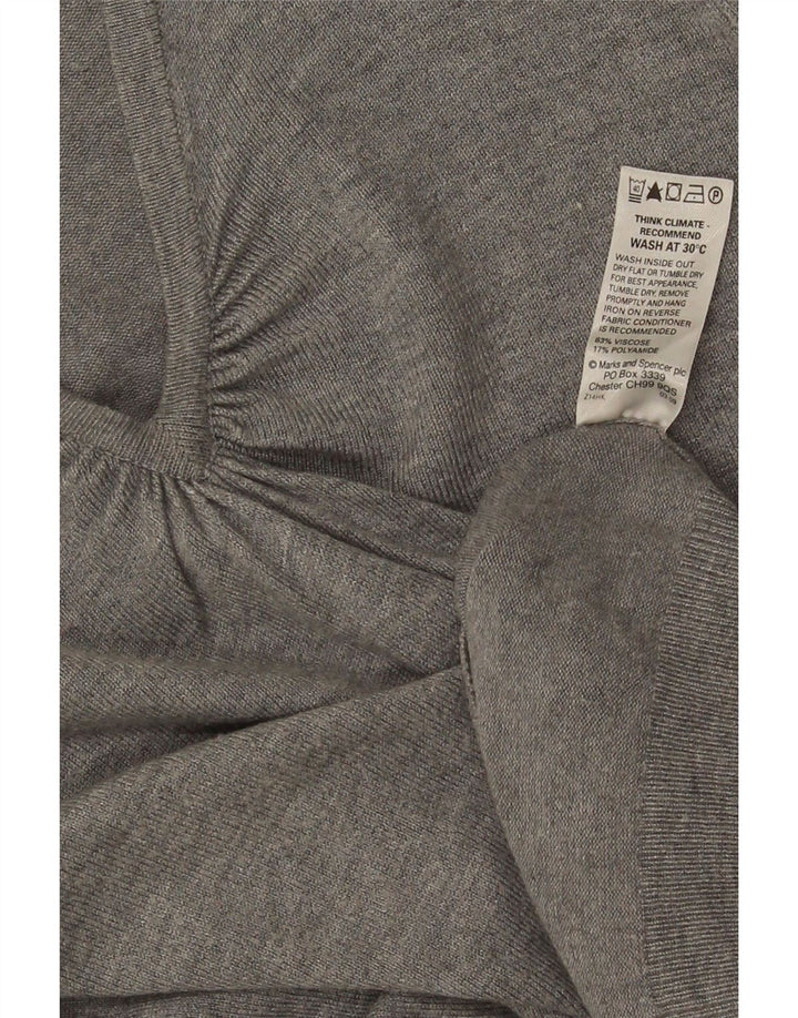 Marks & Spencer Damen-Pullover mit 3/4-Ärmeln und V-Ausschnitt, Größe UK 14, Mittelgrau
