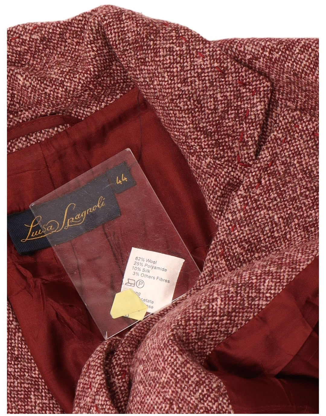 Luisa Spagnoli Damen 3-Knopf-Blazerjacke IT 44 Mittelrot gesprenkelte Wolle