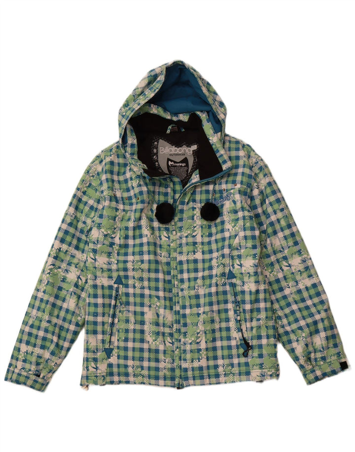 BILLABONG Damen-Windbreakerjacke mit Kapuze, Gr. 14, groß, grün kariert