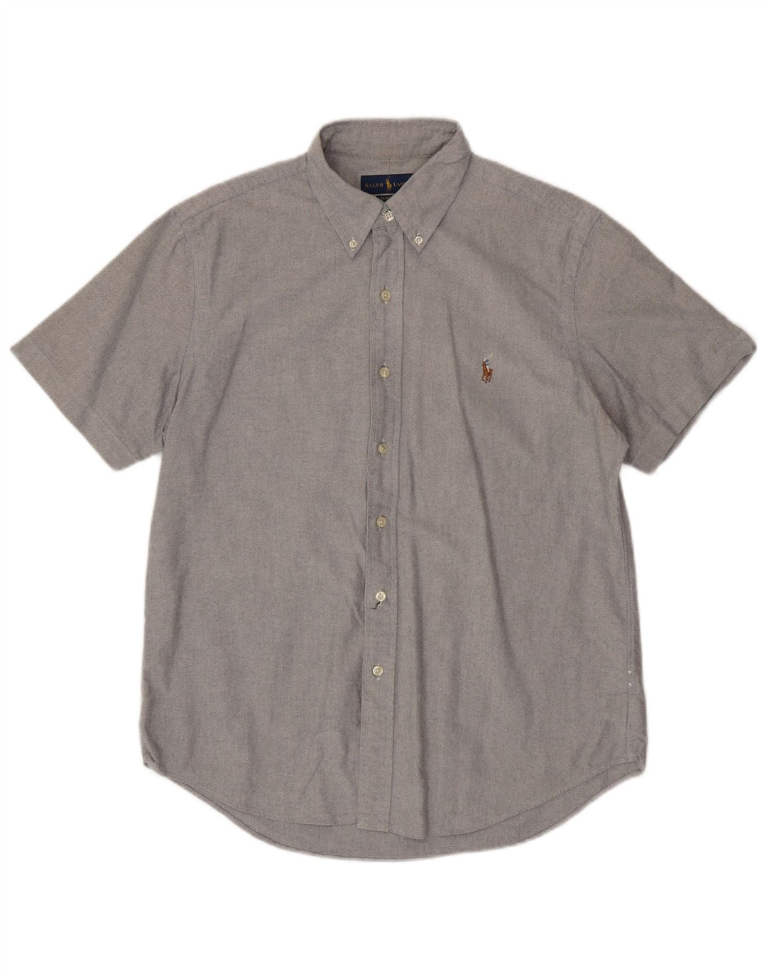 RALPH LAUREN Herren-Kurzarmhemd mit klassischer Passform, mittelgraue Baumwolle